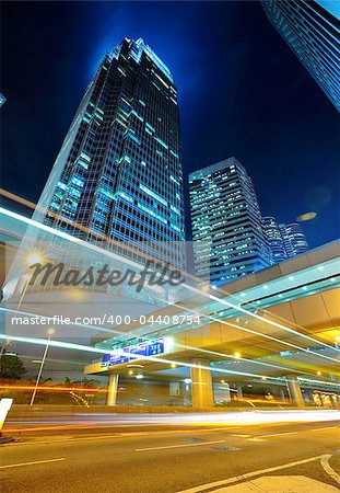 light trails on the modern building background