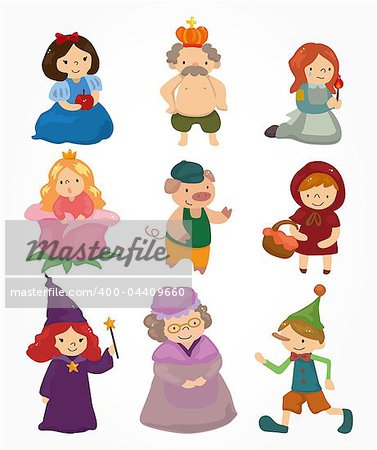 cartoon story people icons set