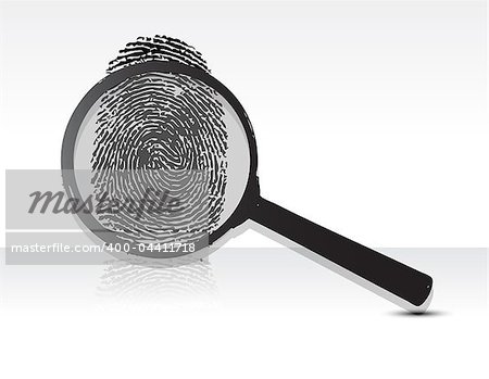 Illustration of a magnifying glass over a fingerprint