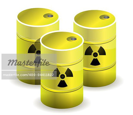 radioactive symbol imprinted onto a nuclear waste barrels