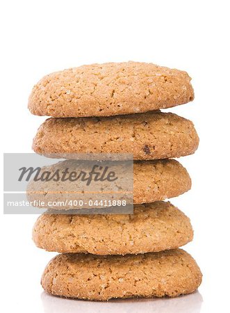Stack of cookies against a white background