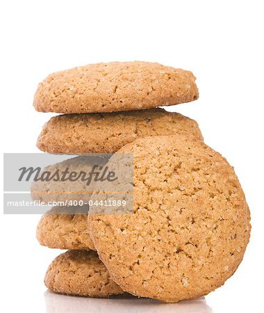 Stack of cookies against a white background