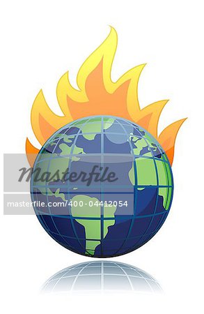 burning globe illustration design icon