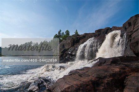 A waterfall on the Muskoka River in Muskoka, Ontario, Canada.