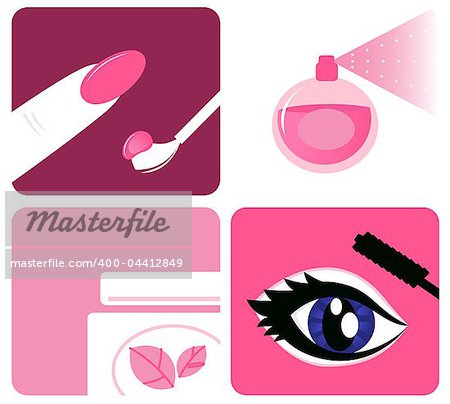 Icon set of makeup and beauty icons. Vector Illustration.