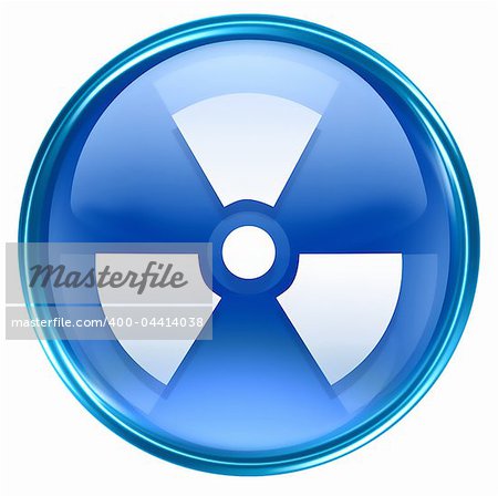 Radioactive icon blue, isolated on white background.