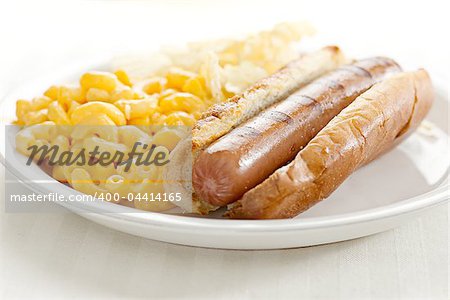 hot dog with mac and cheese