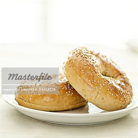 two bagels with selective focus