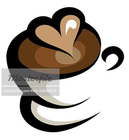 cup of coffee line art illustration isolated on white background