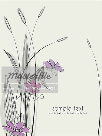 Vector floral background, the theme of grass with flowers