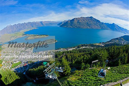 View of Queenstown and Lake Wakatipu from the Skyline Gondola