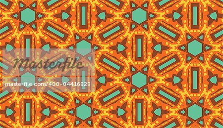 Arabic style seamless kaleidoscope wallpaper pattern in warm tones