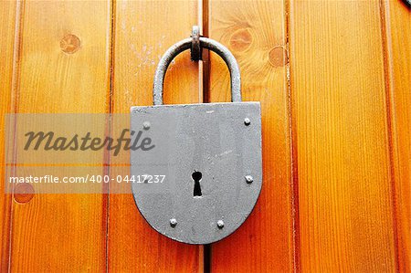 Shot of the old locked padlock - detail