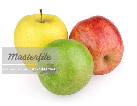 Yellow, green and red apples isolated on white