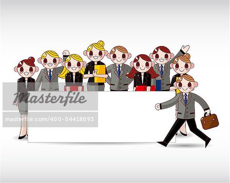 some office worker ,with white banner,vector