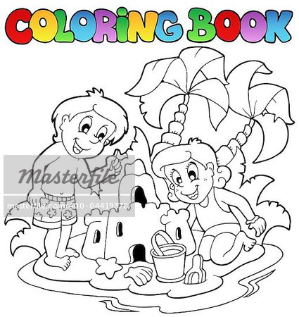 Coloring book with summer theme 1 - vector illustration.