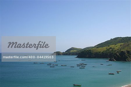 Bay with fishing boats on Isla de Margarita  Venezuela