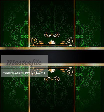 Elegant seamless wallpaper with golden fine decoration and place for your text. Ideal to use for classic invitation flayer or card.