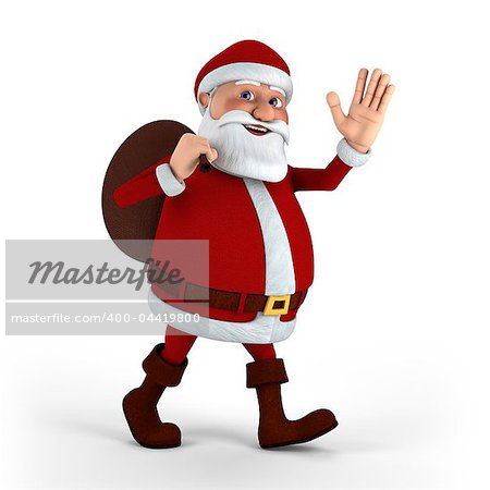 Cartoon Santa Claus on white background - high quality 3d illustration