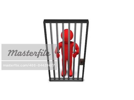 Red 3d person as a prisoner