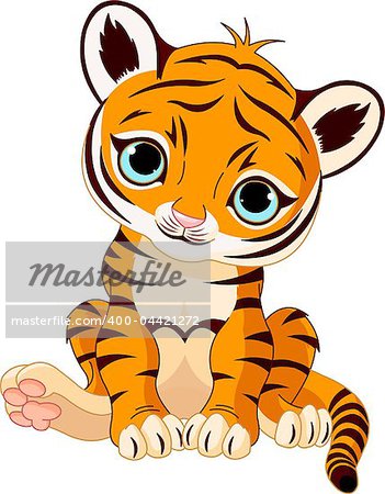 A cute character of sitting tiger cub