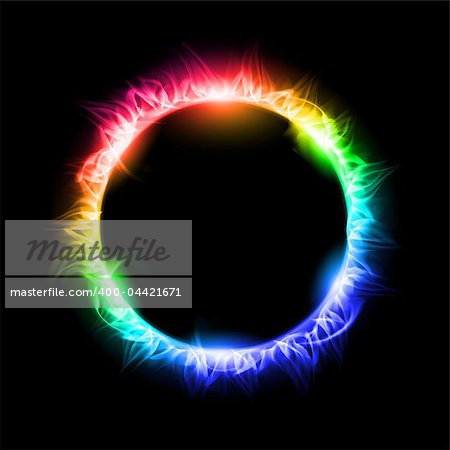 Colorful Solar eclipse. Illustration on black background for design