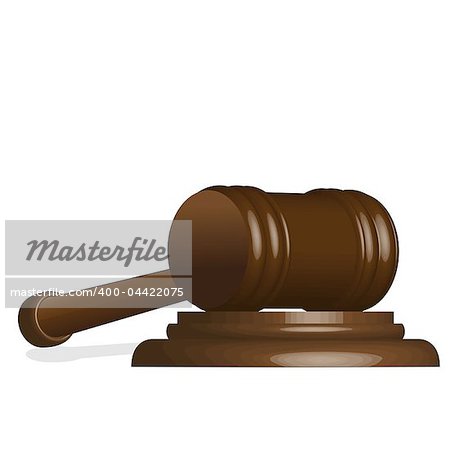 illustration, wooden gavel to judges on white background