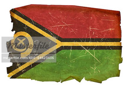 Vanuatu Flag old, isolated on white background.