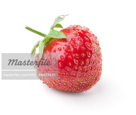 single ripe strawberry isolated on white background