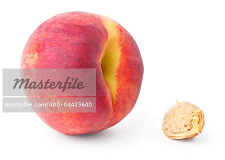 peach and pit isolated on white background
