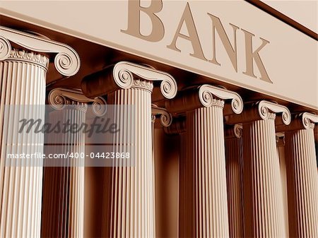 Illustration of a traditional bank with classic columns