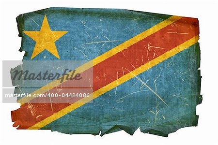 DR Congo Flag old, isolated on white background.