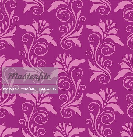 seamless pattern - pink flowers on a purple background
