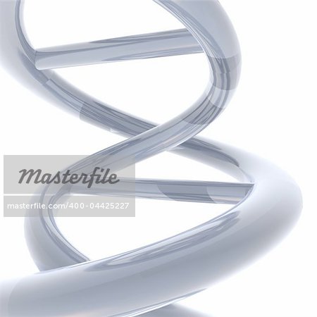 detail of a double helix DNA on a white background