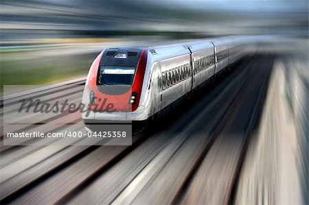 Fast train with motion blur.