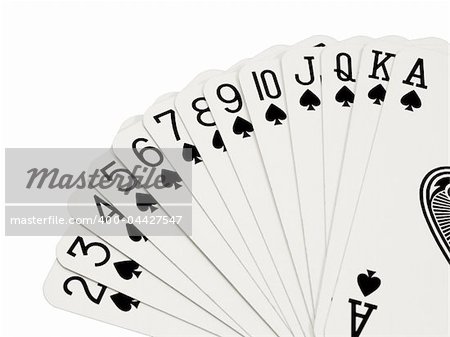 All the spades isolated on white background.