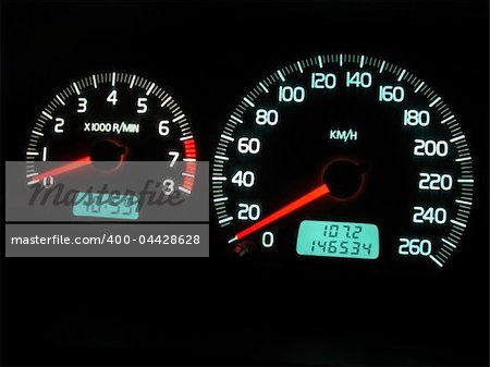 car dashboard, green blue neon lights