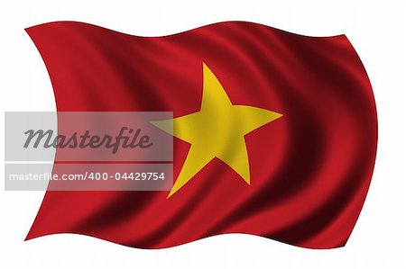 Flag of Vietnam waving in the wind - clipping path included