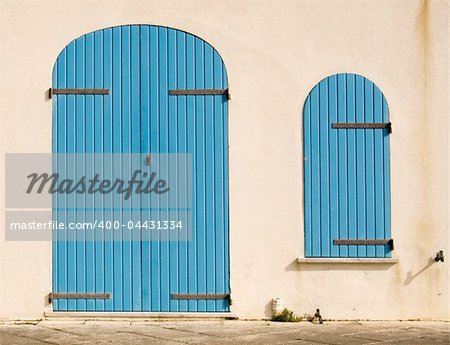 Blue painted shutters