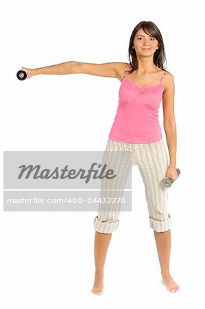 isolated sport dressed training woman