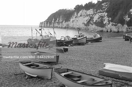 Fishing Boats in the bay of Beer, Devon.