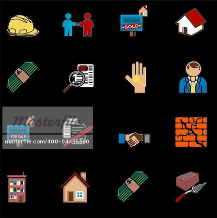 icons or design elements related to home / house buying, real estate, or estate gents.