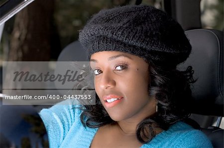 Portrait of African-American in the car