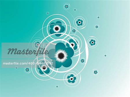 Spring flower green abstract background with white florishes