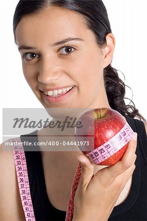 girl, apple and measuring tape