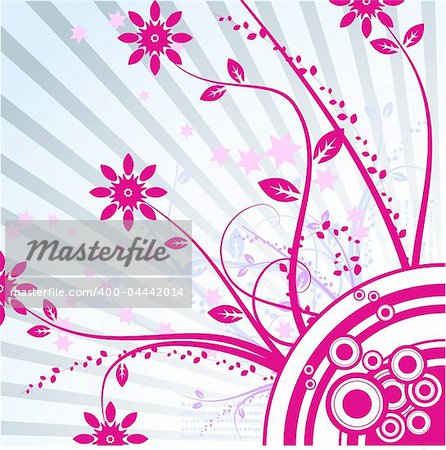 Vector- Floral grunge with vines and grass. Copy space for text.