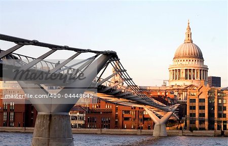 St.Paul Cathedral. From Tate Modern Thames River Millennium Bridge