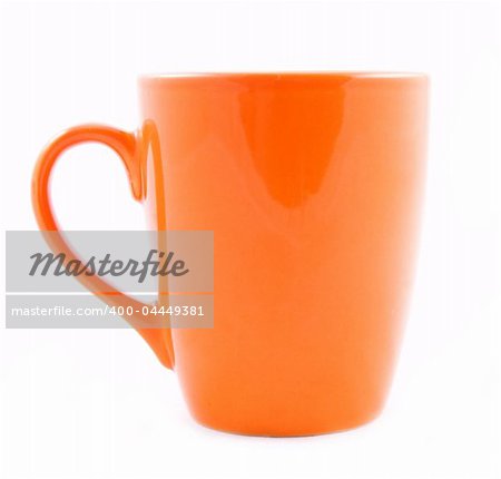 Coffee mugs in orange on white