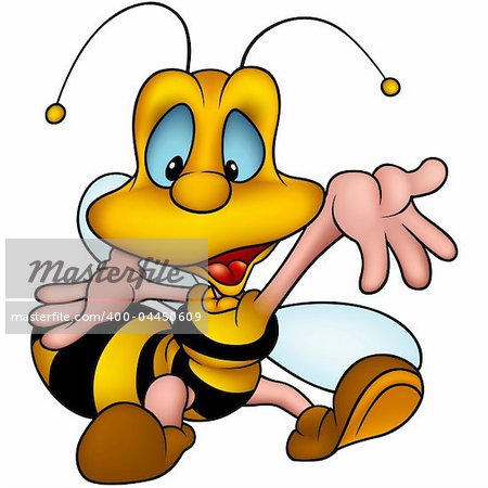 Wasp 19 smiling - Highly detailed and coloured cartoon vector illustration.