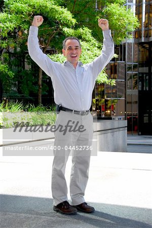 Triumphant businessman